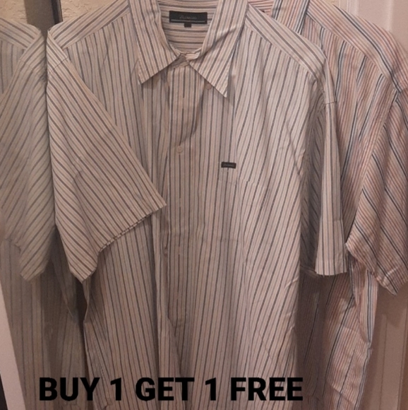 FACONNABLE BOGO Men's Short Sleeved Striped Button Down Shirt Size XL & XXL NWOT - Picture 1 of 12